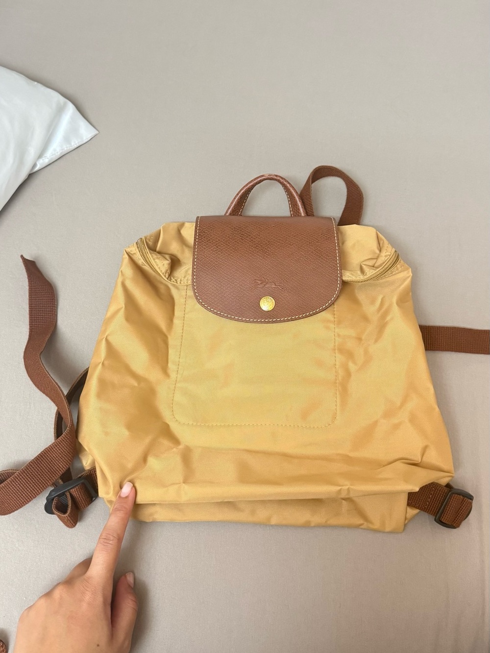 Longchamp Le Pliage Small Backpack in Beige